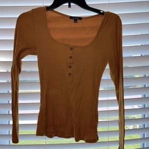 Small Ribbed Buttoned Dusty Yellow Top